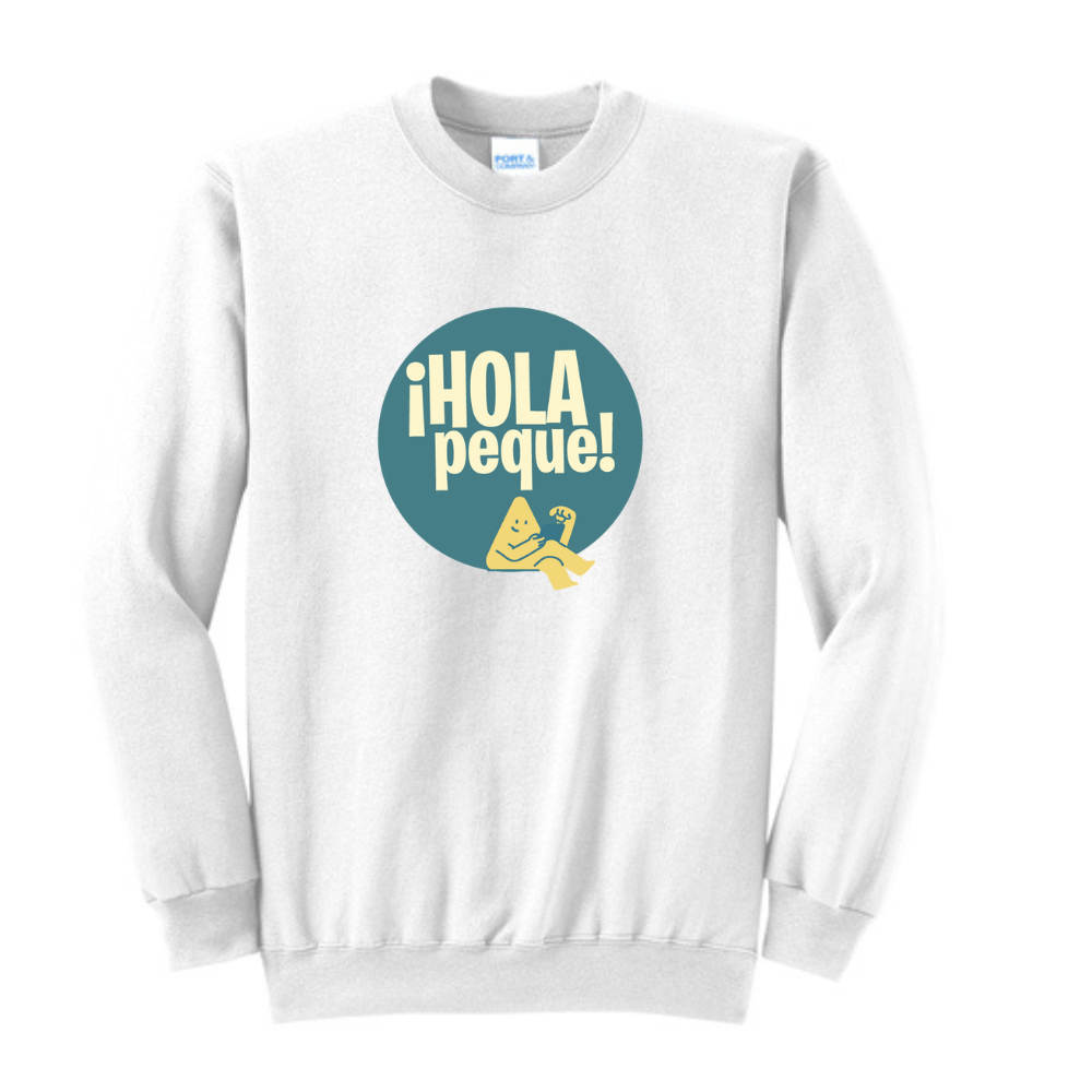 Adult White Crewneck - ¡Hola Peque!